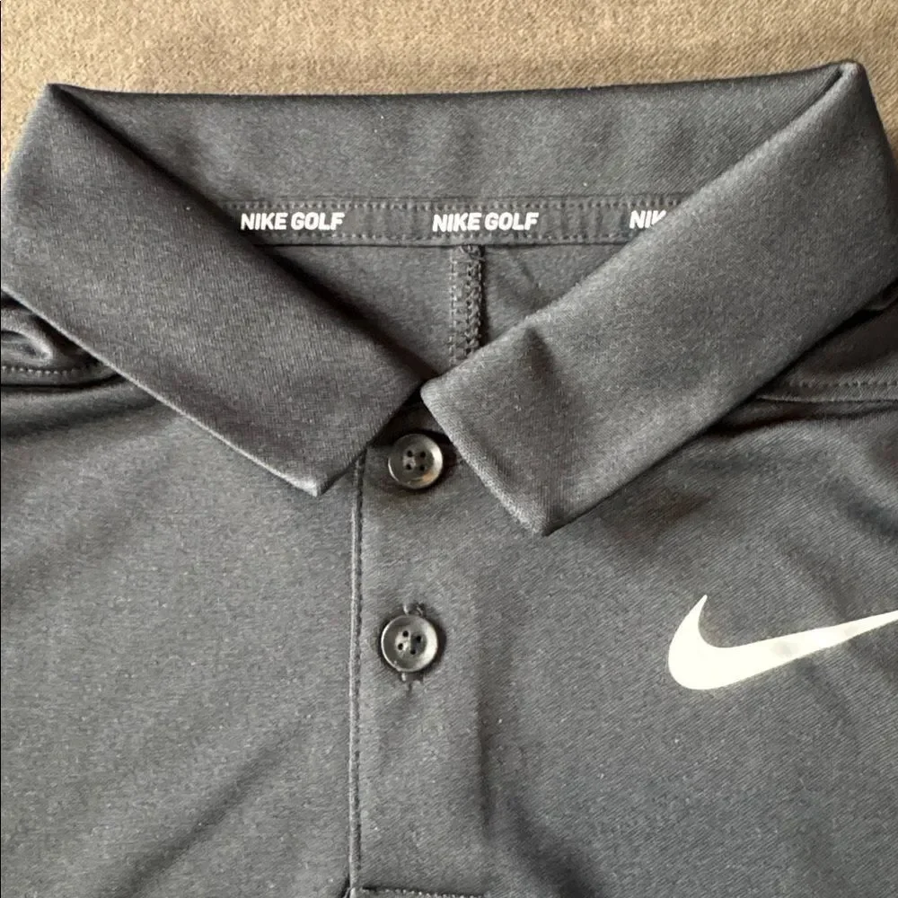 Nike Boys Black Golf Polo Shirt Standard Fit Short Sleeve Dri-Fit Size L NWT